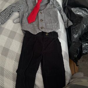 Carters Just One You Stylish Toddler Outfit with Red Tie and Vest